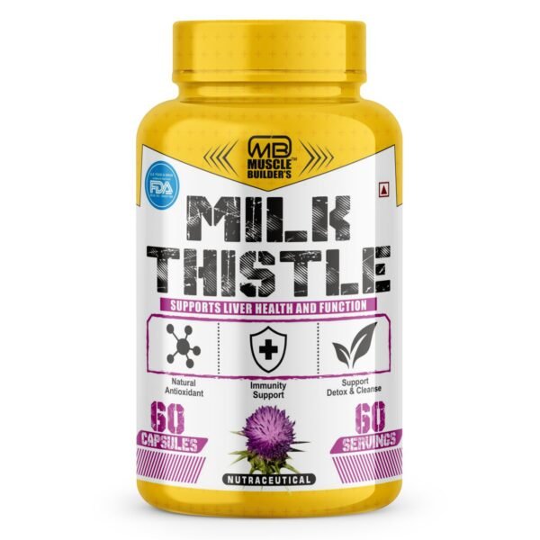 MB Muscle Builder’s Milk Thistle | Removes Liver Toxins | Protects Liver Health | Detox Supplement for Men & Women | Promotes Proper Fat Digestion – 60 Capsules
