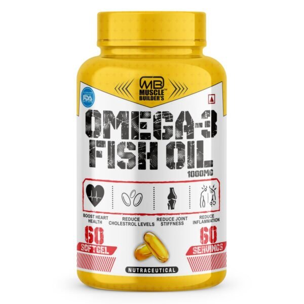 MB Muscle builder’s Omega-3 Fish Oil 1000mg – 180 EPA + 120 DHA Enriched – 60 Softgels