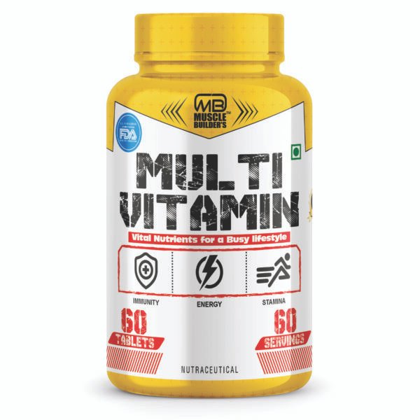 MB Muscle builder’s Multi Vitamin for Men and Women helps in daily health and bodybuilding | Boost Mental & Physical Performance | Fitness Daily Multivitamin with Vital Nutrients | 60 Tablets