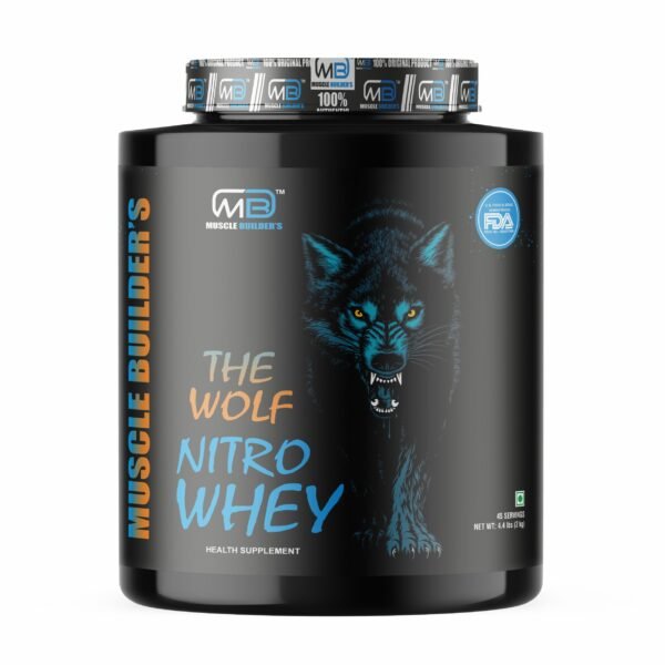 MB Muscle Builder’s The Wolf Nitro Whey Protein | 30g Protein with BCAA and EAA | Easy Digesting Whey Protein with digestive enzymes (DigeWP) – 45 Servings (4.4 lbs, 2 Kg)