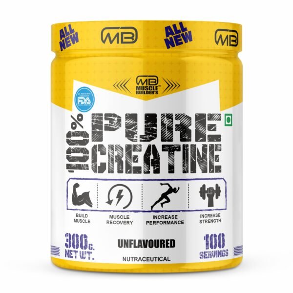 MB Muscle Builder’s 100% Pure Creatine Monohydrate, Pure 3g Micronized Powder with Rapid Dissolution & Absorption, Supports Performance & Recovery- Unflavored, Single Ingredient- 300g (100 servings)