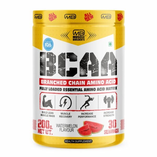 MB Muscle Builder’s BCAA powder with L-Glutamine, L-Taurina, for Energy Burst & Athletic Performance – 30 Servings [200g]