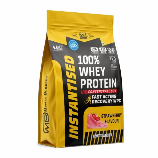 MB Muscle Builder’s Instantised 100% Whey Protein With Digestive Enzymes for better absorption – [30 Servings, 1kg]