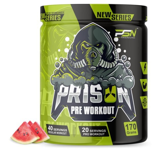 Pure Source Nutrition Prison Preworkout for Lean Muscles Building | Strength | Mental Focus | Energy | Powerful Pumps Endless Energy, Instant Strength Gains, Clear Focus [30 Servings, 170g]