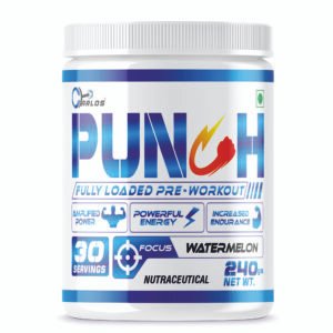 Carlos Punch Pre Workout with L-Arginine, L-Citrulline, Creatine, Beta Alanine, & Caffeine for Explosive Muscle Pump, Lean Muscles Building, Strength, Focus & Energy - For Men & Women [30 Servings, 240g]